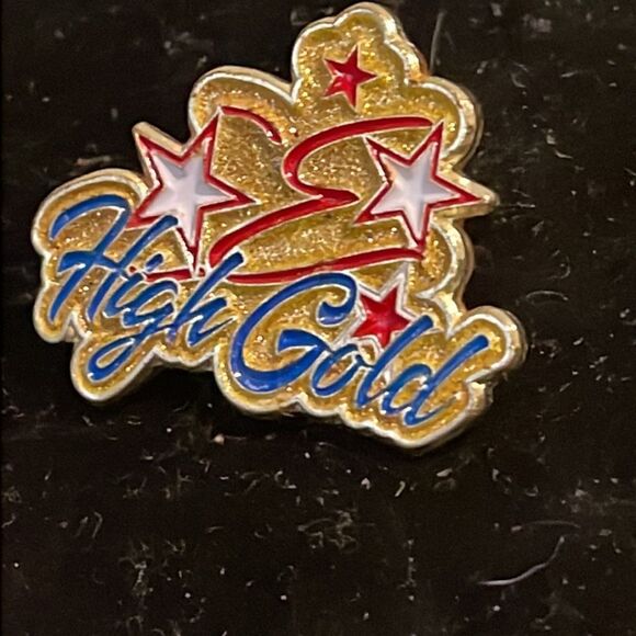 1.25” gold tone star design w/red white & blue enamel hat lapel pin tie tack - Picture 4 of 8